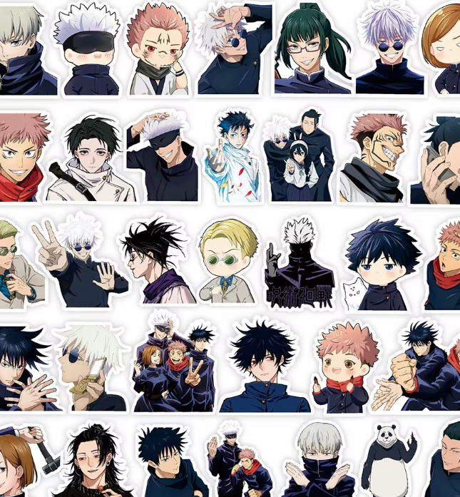 Naklejki Wlepy Jujutsu Kaisen Gojo Geto Itadori 80 szt STICKERBOM