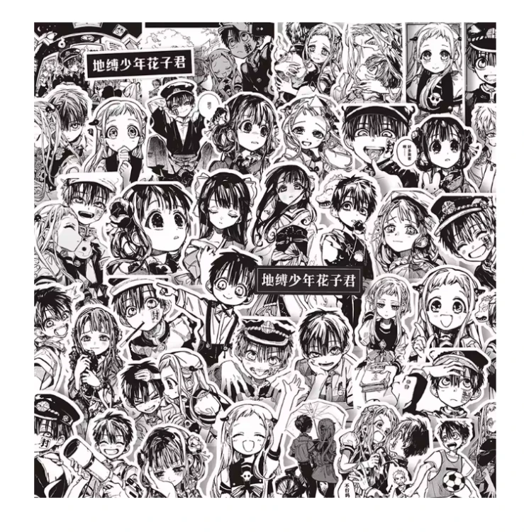 Naklejki Wlepy Toilet-bound Hanako-kun czarno-białe 65 szt STICKERBOMB