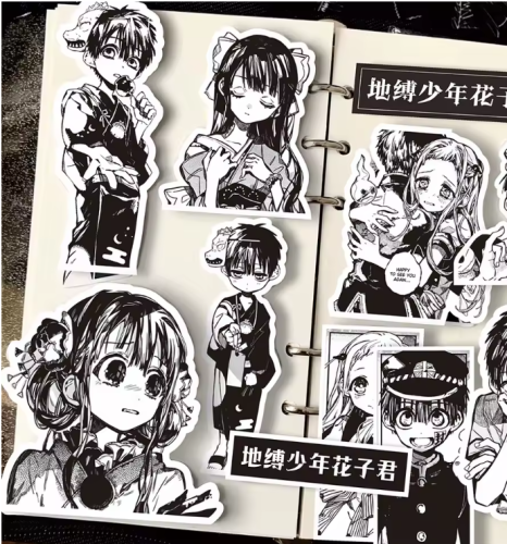 Naklejki Wlepy Toilet-bound Hanako-kun czarno-białe 65 szt STICKERBOMB
