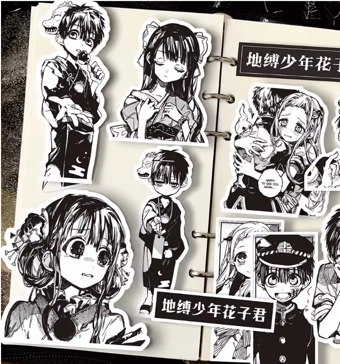 Naklejki Wlepy Toilet-bound Hanako-kun czarno-białe 65 szt STICKERBOMB