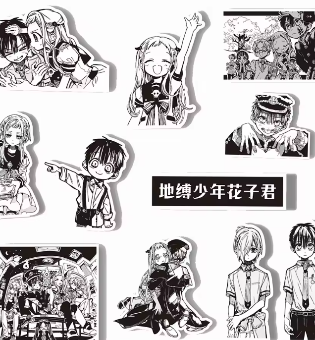 Naklejki Wlepy Toilet-bound Hanako-kun czarno-białe 65 szt STICKERBOMB
