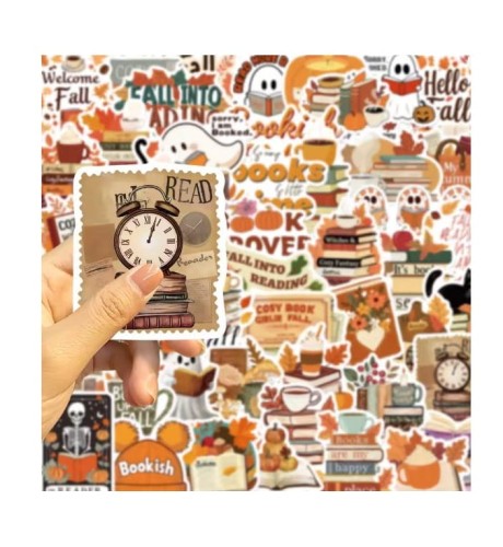Naklejki winylowe Wlepy Jesienne Książkowe Cozy 50 szt STICKERBOMB