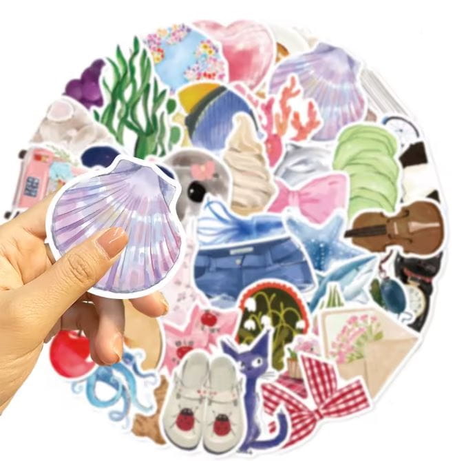 Naklejki winylowe Wlepy Malowane Akwarele Farby BuJo 50szt STICKERBOMB