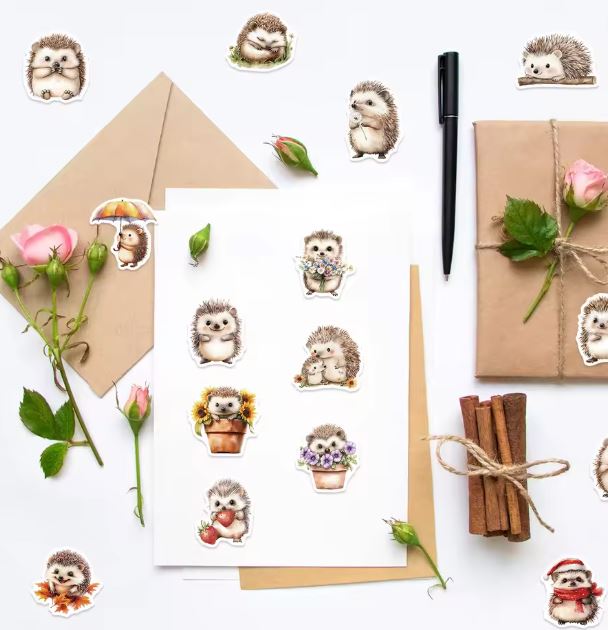 Naklejki winylowe Wlepy Kreskówkowe Jeże Jeżyki 50 szt STICKERBOMB