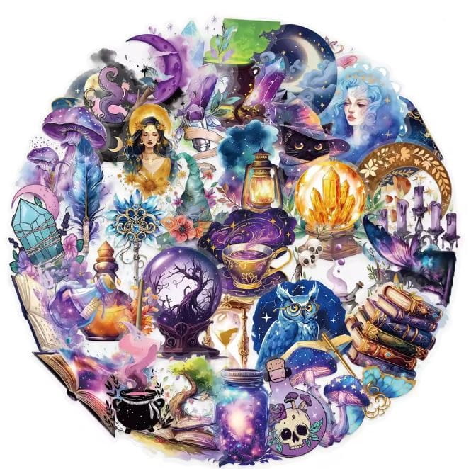 Naklejki winylowe Wlepy Magiczne Czarownice Magia 50 szt STICKERBOMB