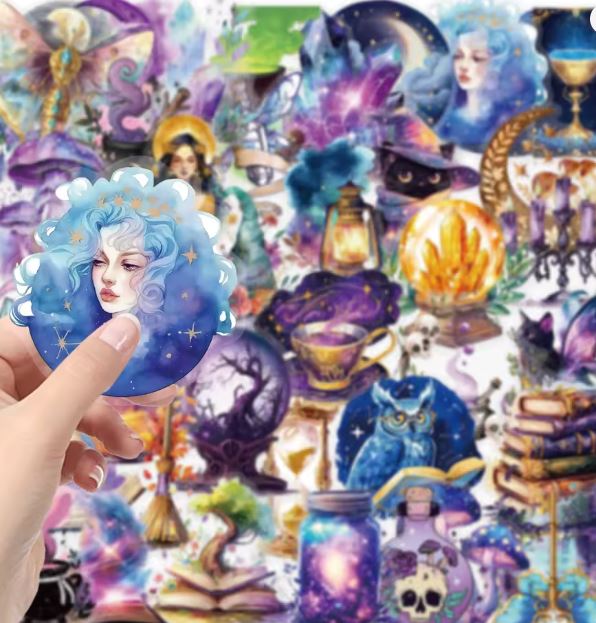Naklejki winylowe Wlepy Magiczne Czarownice Magia 50 szt STICKERBOMB