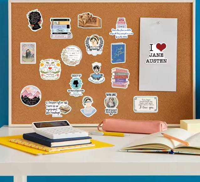 Naklejki winylowe Wlepy Jane Austen Książki Powieści 50szt STICKERBOMB