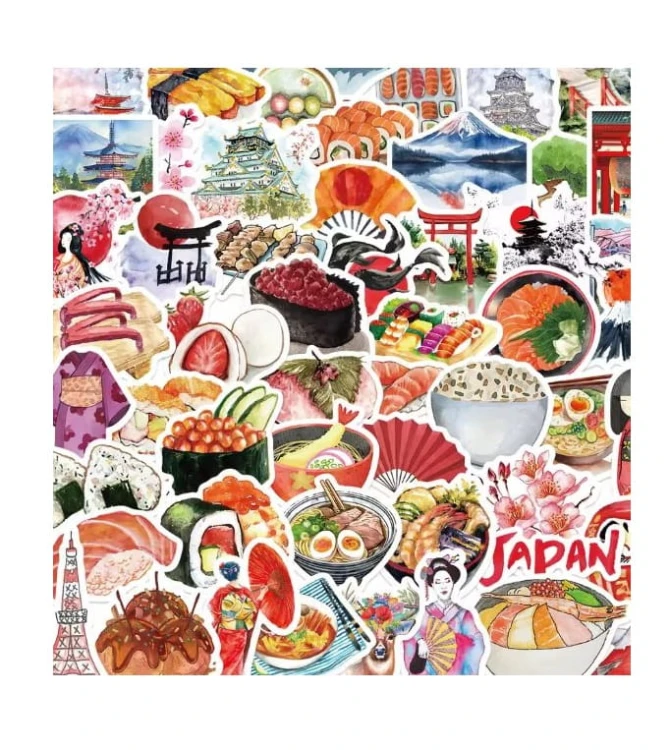 Naklejki winylowe Wlepy Japońska Kultura Jedzenie 50 szt STICKERBOMB