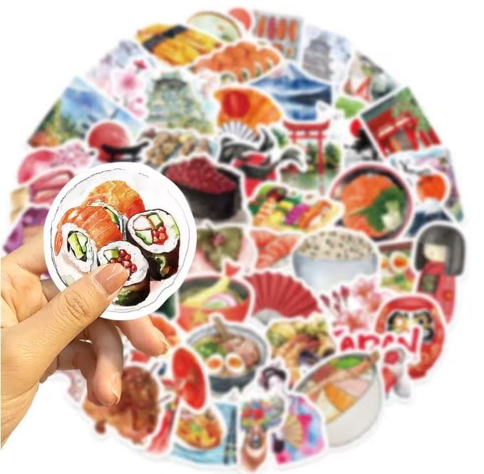 Naklejki winylowe Wlepy Japońska Kultura Jedzenie 50 szt STICKERBOMB