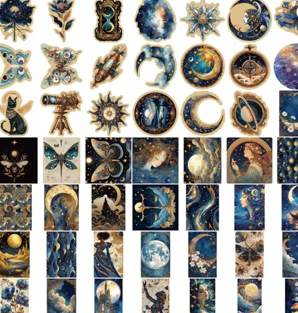 Naklejki winylowe Wlepy Mistyczne Astronomia Kosmos 50 szt STICKERBOMB
