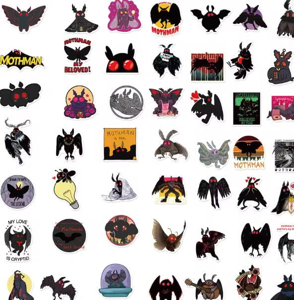 Naklejki winylowe Wlepy Kreskówkowe Ćmy Mothman 50 szt STICKERBOMB