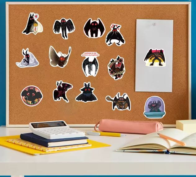 Naklejki winylowe Wlepy Kreskówkowe Ćmy Mothman 50 szt STICKERBOMB