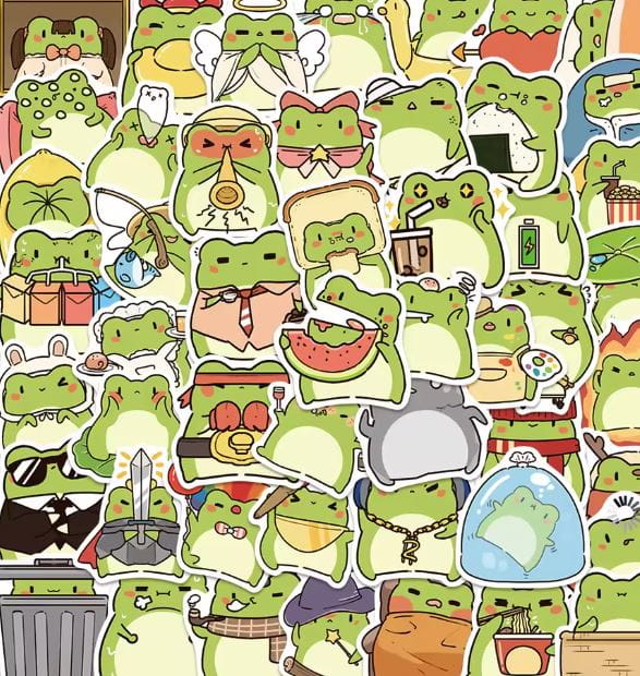 Naklejki Wlepy Urocze Żabki Żaby Kawaii 50 sztuk STICKERBOMB