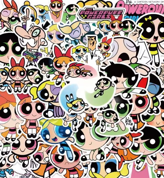 Naklejki winylowe Wlepy Atomówki Bójka MojoJojo MIX 50 szt STICKERBOMB
