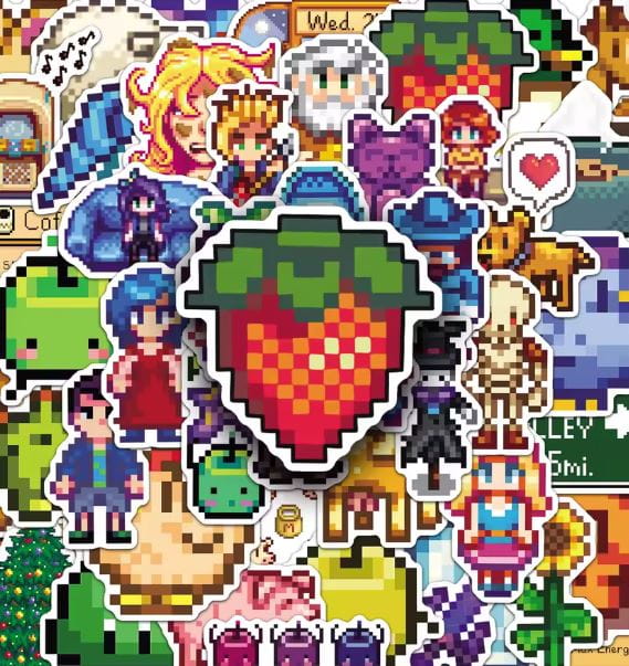 Naklejki winylowe Wlepy Stardew Valley Pixelowa Gra 50 szt STICKERBOMB