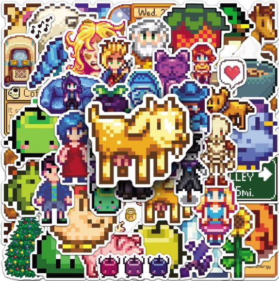 Naklejki winylowe Wlepy Stardew Valley Pixelowa Gra 50 szt STICKERBOMB