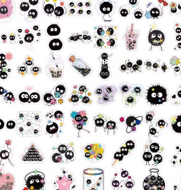 Naklejki winylowe Wlepy Duszki Soot Sprites Ghibli 50 szt STICKERBOMB