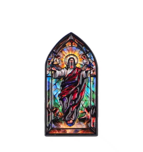 Przypinka emaliowana metalowa PIN Witraż Jezus Syn Boży Wiara Religia