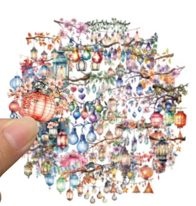 Naklejki winylowe Wlepy Lampiony Latarenki STICKERBOMB 50 sztuk