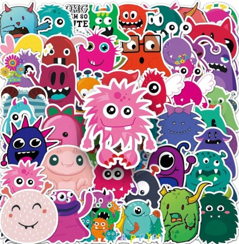Naklejki winylowe Wlepy Kreskówkowe Potwory Potworki 50szt STICKERBOMB