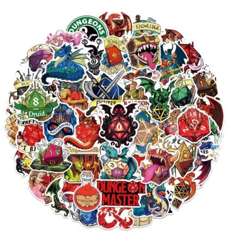 Naklejki winylowe Wlepy Dungeons &amp; Dragons D&amp;D 50szt STICKERBOMB