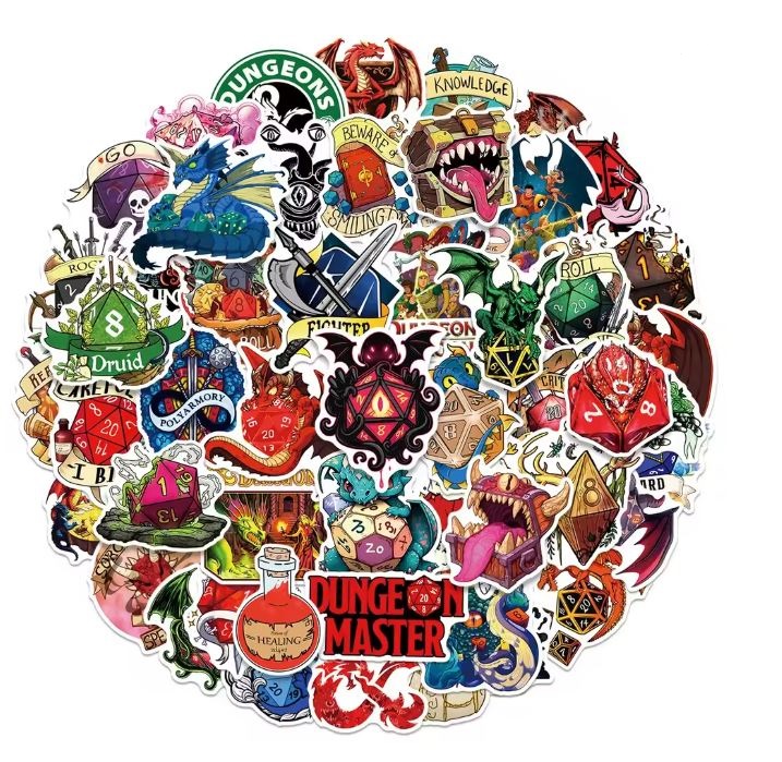Naklejki winylowe Wlepy Dungeons &amp; Dragons D&amp;D 50szt STICKERBOMB