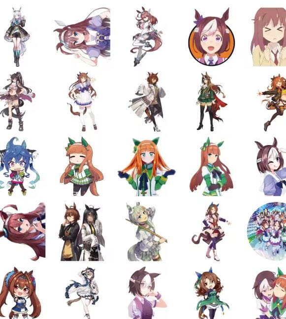Naklejki winylowe Wlepy Uma Musume Pretty Derby 50szt STICKERBOMB