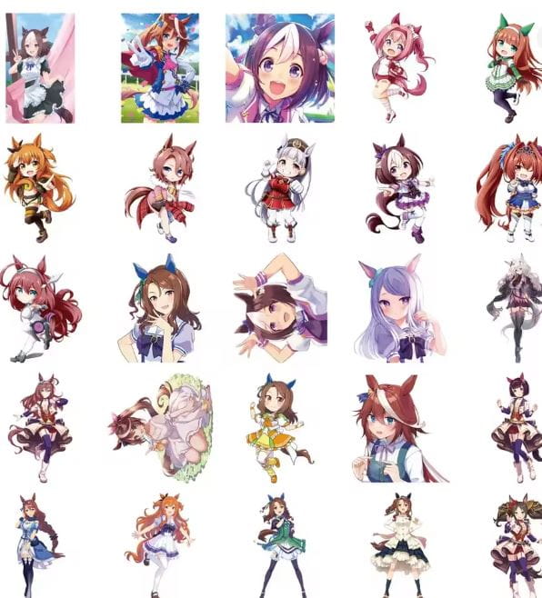 Naklejki winylowe Wlepy Uma Musume Pretty Derby 50szt STICKERBOMB
