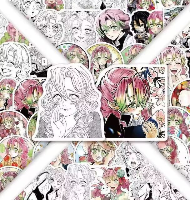 Naklejki winylowe Wlepy Mitsuri Kanroji Demon Slayer 60szt STICKERBOMB