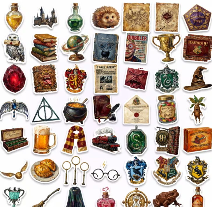 Naklejki winylowe Wlepy Harry Potter Retro 50szt STICKERBOMB