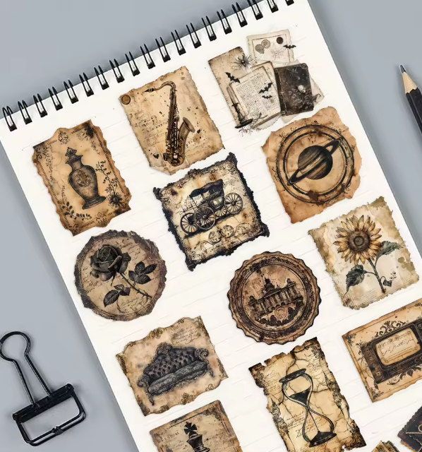 Naklejki winylowe Wlepy Retro Dark Academia BuJo 50szt STICKERBOMB