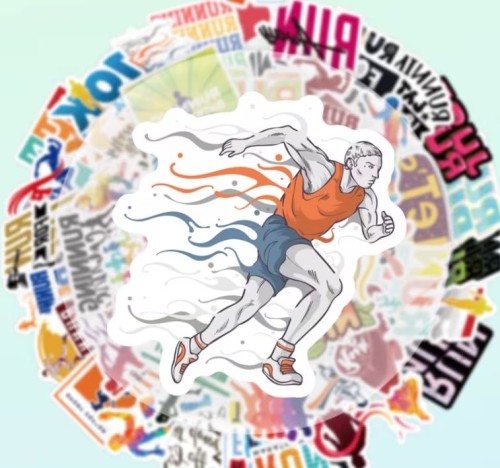 Naklejki winylowe Wlepy Sport Bieganie Sportowcy 50szt STICKERBOMB