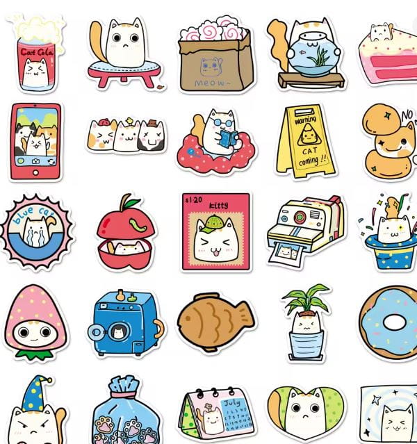 Naklejki winylowe Wlepy Zabawne Śmieszne Kotki 50szt STICKERBOMB