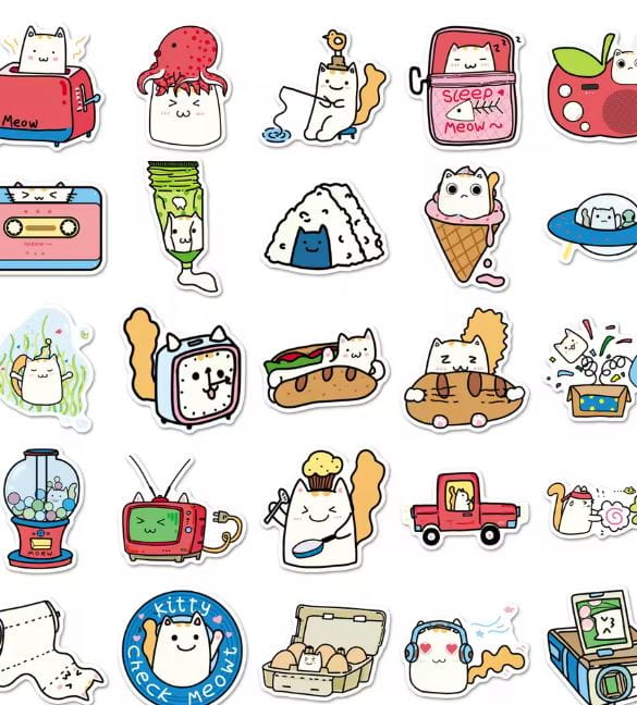 Naklejki winylowe Wlepy Zabawne Śmieszne Kotki 50szt STICKERBOMB
