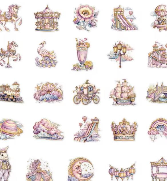 Naklejki winylowe Wlepy Pastelowe Bajkowe BuJo 50szt STICKERBOMB