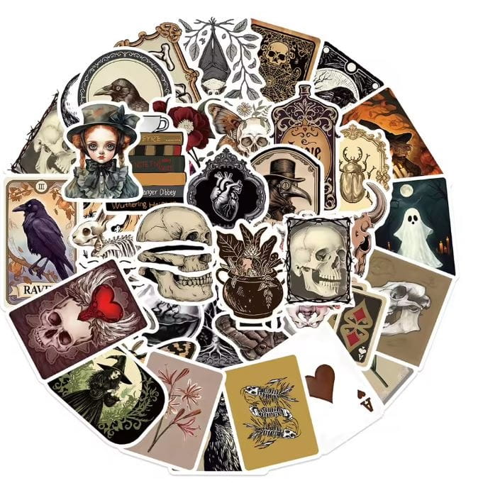 Naklejki winylowe Wlepy Mroczne Retro Gotyckie 50szt STICKERBOMB