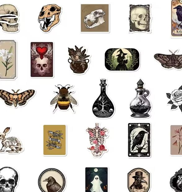 Naklejki winylowe Wlepy Mroczne Retro Gotyckie 50szt STICKERBOMB