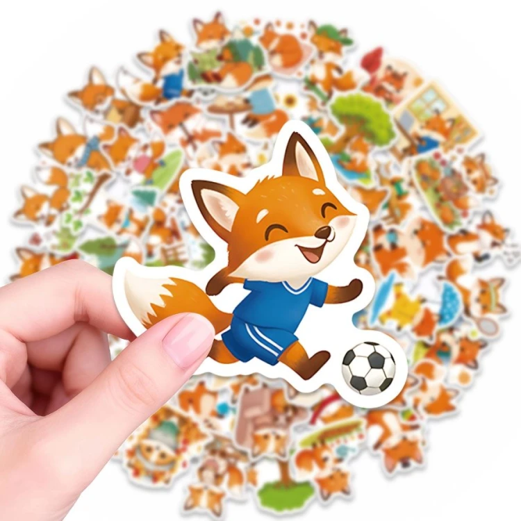 Naklejki winylowe Wlepy Lisy Liski Leśne MIX 50szt STICKERBOMB