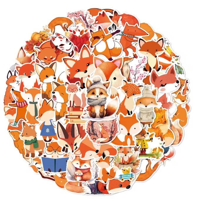 Naklejki winylowe Wlepy Lisy Liski Leśne MIX 50szt STICKERBOMB