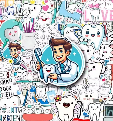 Naklejki winylowe Wlepy Zęby Dentysta Stomatolog 50szt STICKERBOMB