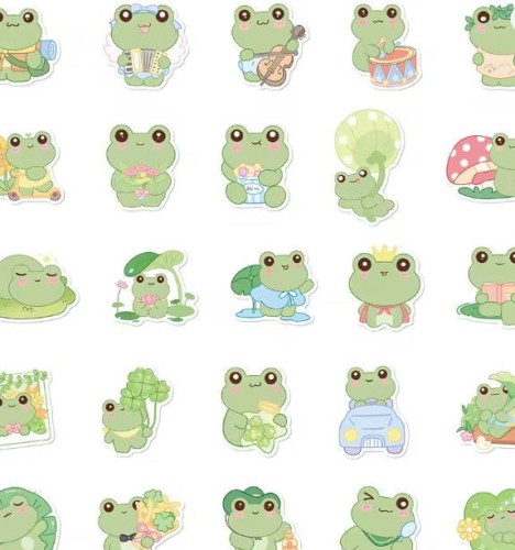 Naklejki winylowe Wlepy Kreskówkowe Żabki 50szt STICKERBOMB