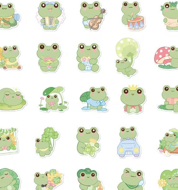 Naklejki winylowe Wlepy Kreskówkowe Żabki 50szt STICKERBOMB