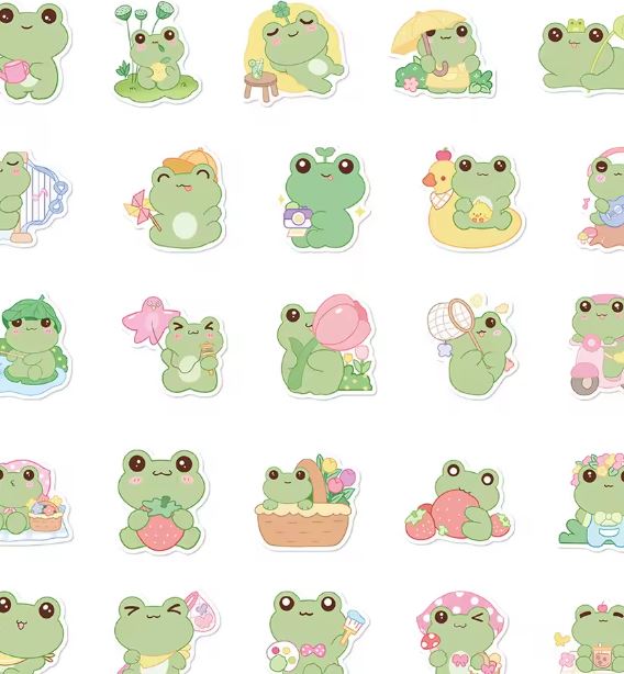 Naklejki winylowe Wlepy Kreskówkowe Żabki 50szt STICKERBOMB