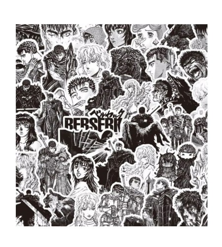 Naklejki winylowe Wlepy Berserk Guts Czarno-białe 80 szt STICKERBOMB