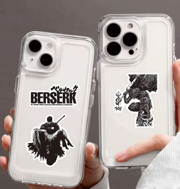Naklejki winylowe Wlepy Berserk Guts Czarno-białe 80 szt STICKERBOMB