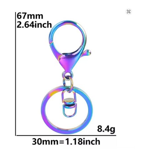 Karabińczyk Baza do breloka Tęczowe Koło Oil-slick 2 sztuki