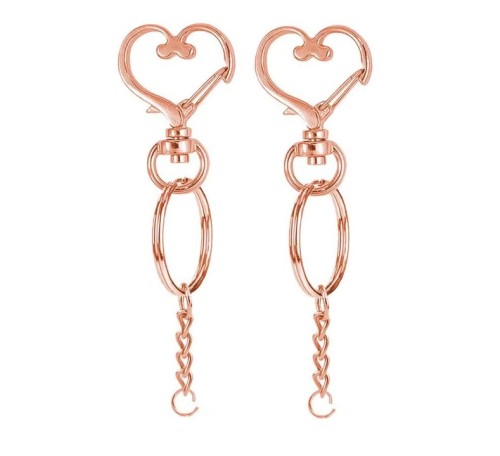 Karabińczyk Baza do breloka Serce z Kołkiem Różowe Rose Gold 2 sztuki