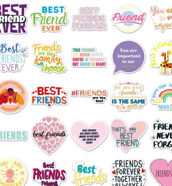 Naklejki winylowe Wlepy Przyjaźń Przyjaciele Friendship 50 szt STICKERBOMB