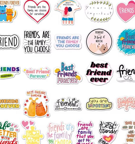 Naklejki winylowe Wlepy Przyjaźń Przyjaciele Friendship 50 szt STICKERBOMB
