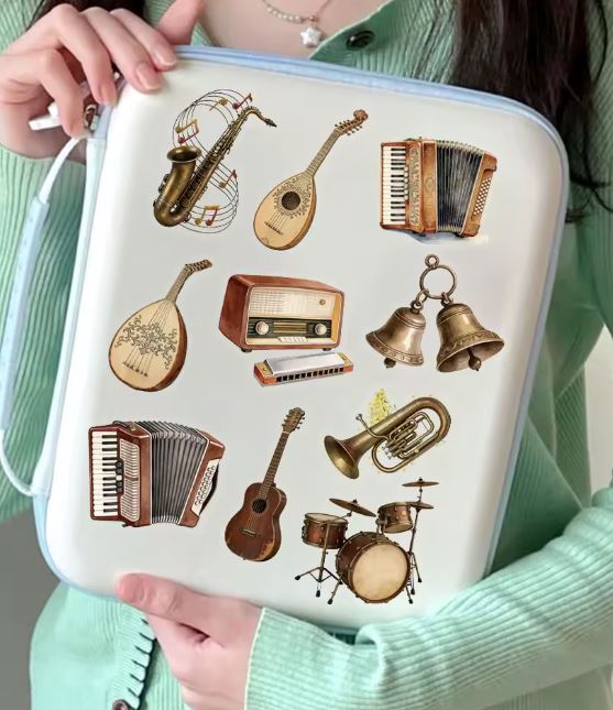 Naklejki winylowe Wlepy Muzyczne Muzyka Instrumenty 50 szt STICKERBOMB